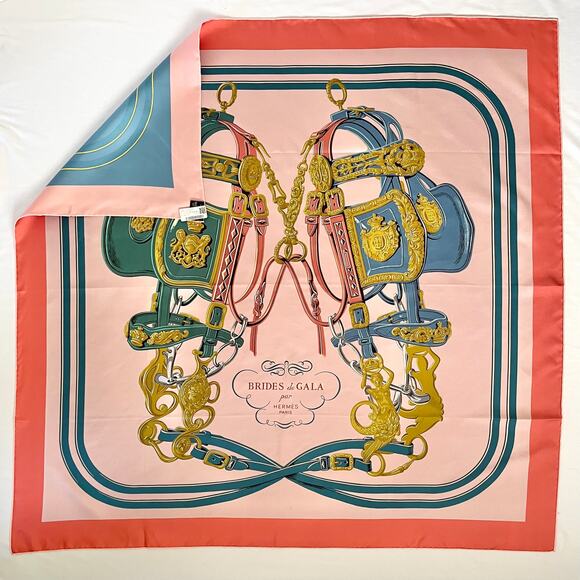 Hermes Brides de Gala Double Face Scarf 90 - Hermès Reversible Silk Twill Scarf - Picture 13 of 13